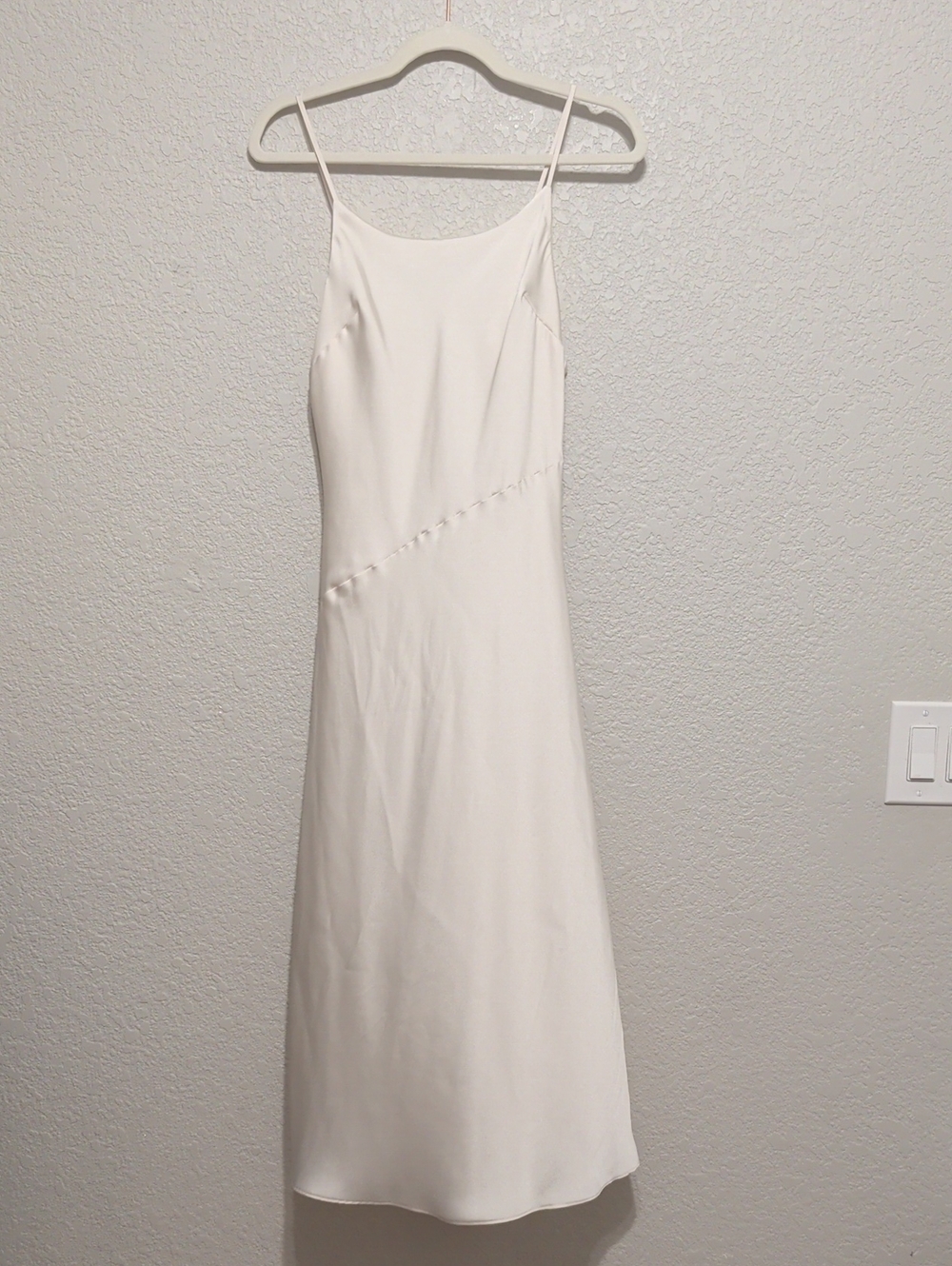 Express ivory cream satin sleeveless midi slip dress